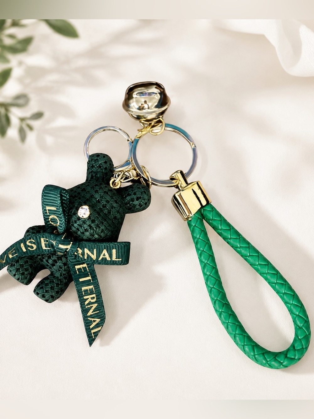 Green Teddy Bear Bag Charm Keychain | Purse Charm | Tumbler Charm NWT